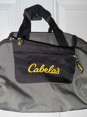 Cabela's Black and Gray Duffel with Yellow Logo